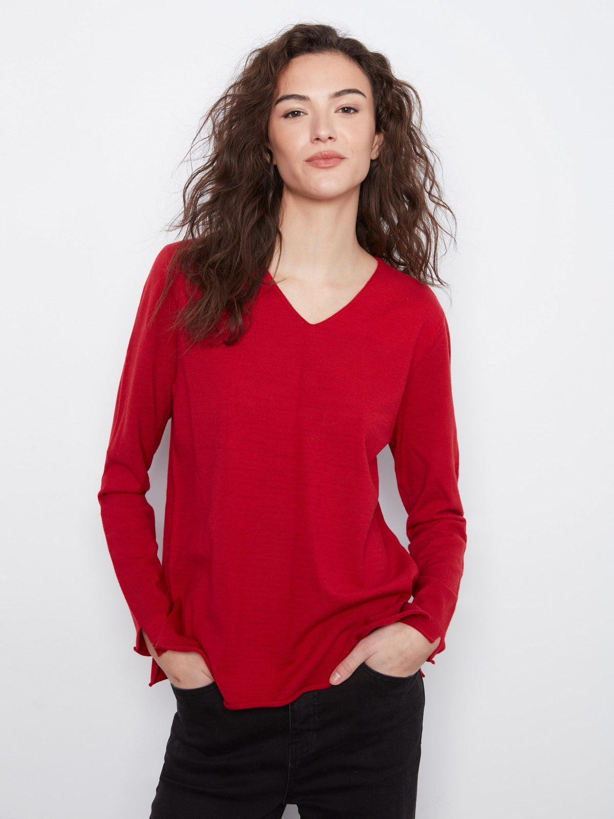 Basic V-Neck Sweater - Equestrian