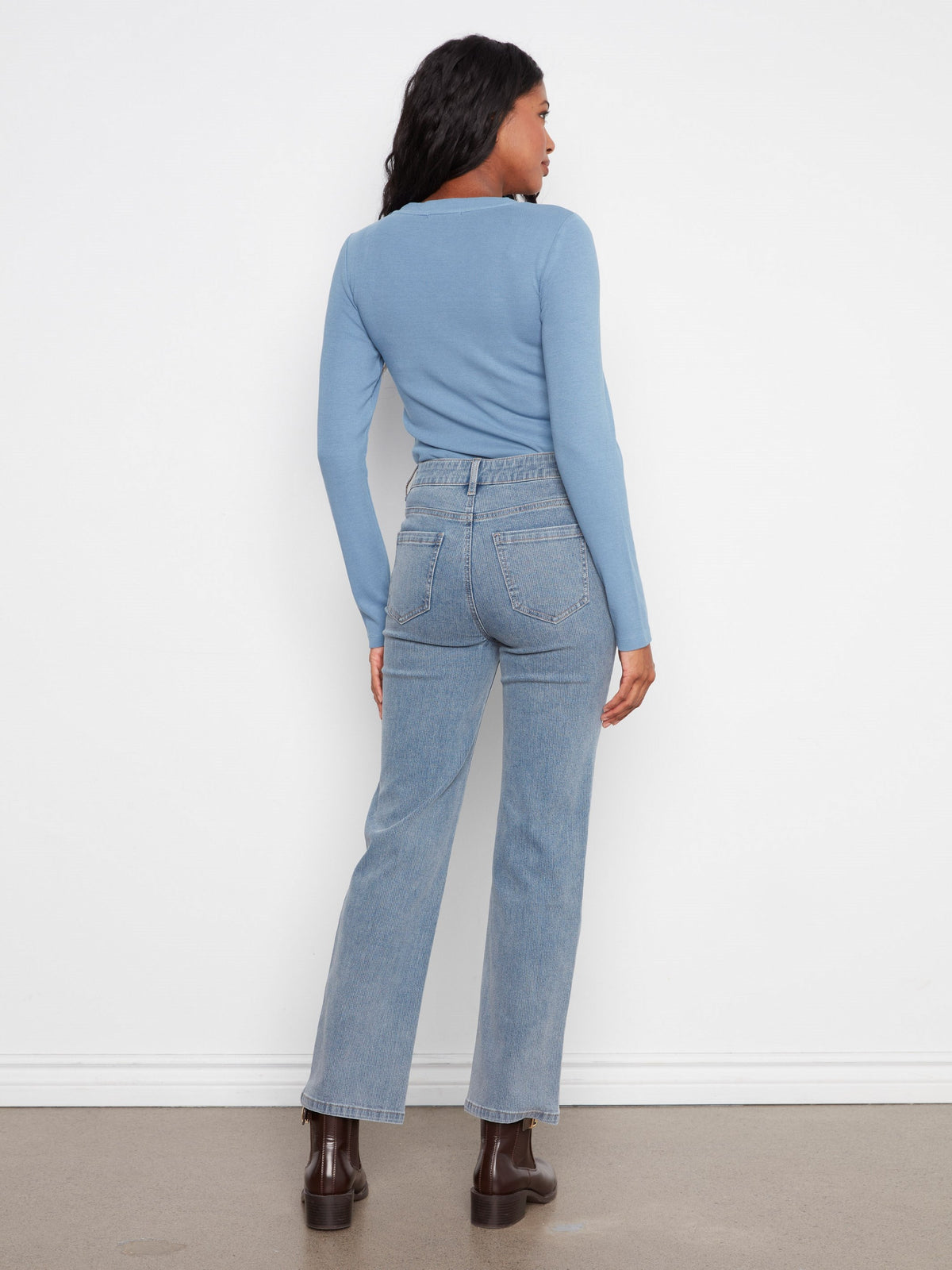 Corduroy Straight Leg Pants - Denim
