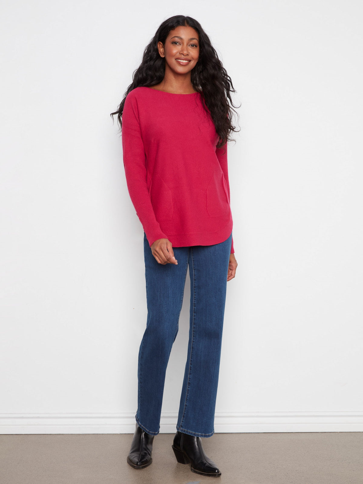 Knit Sweater With Lace-Up Cuffs - Cherry