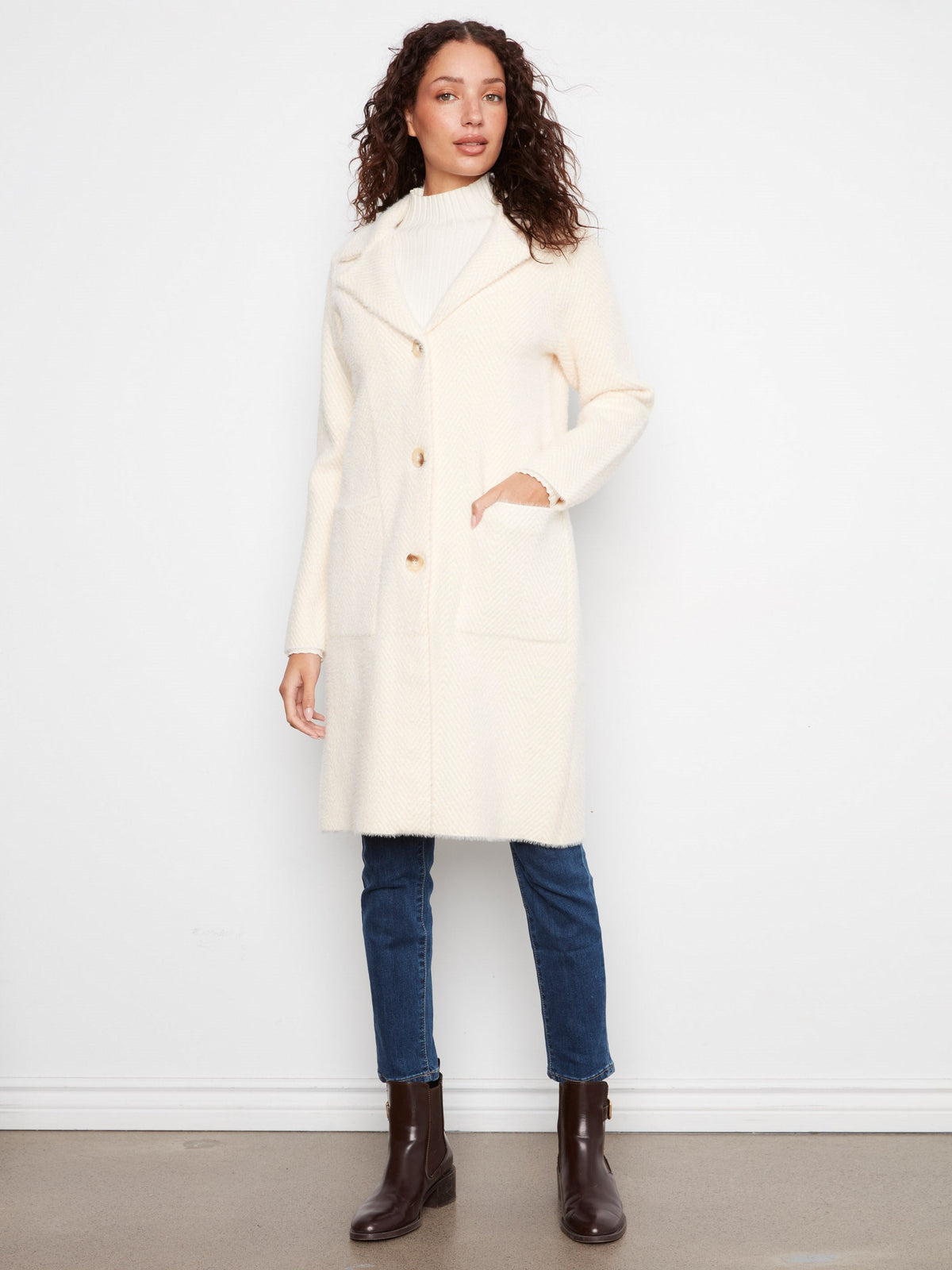 Long Knit Coatigan - Ecru