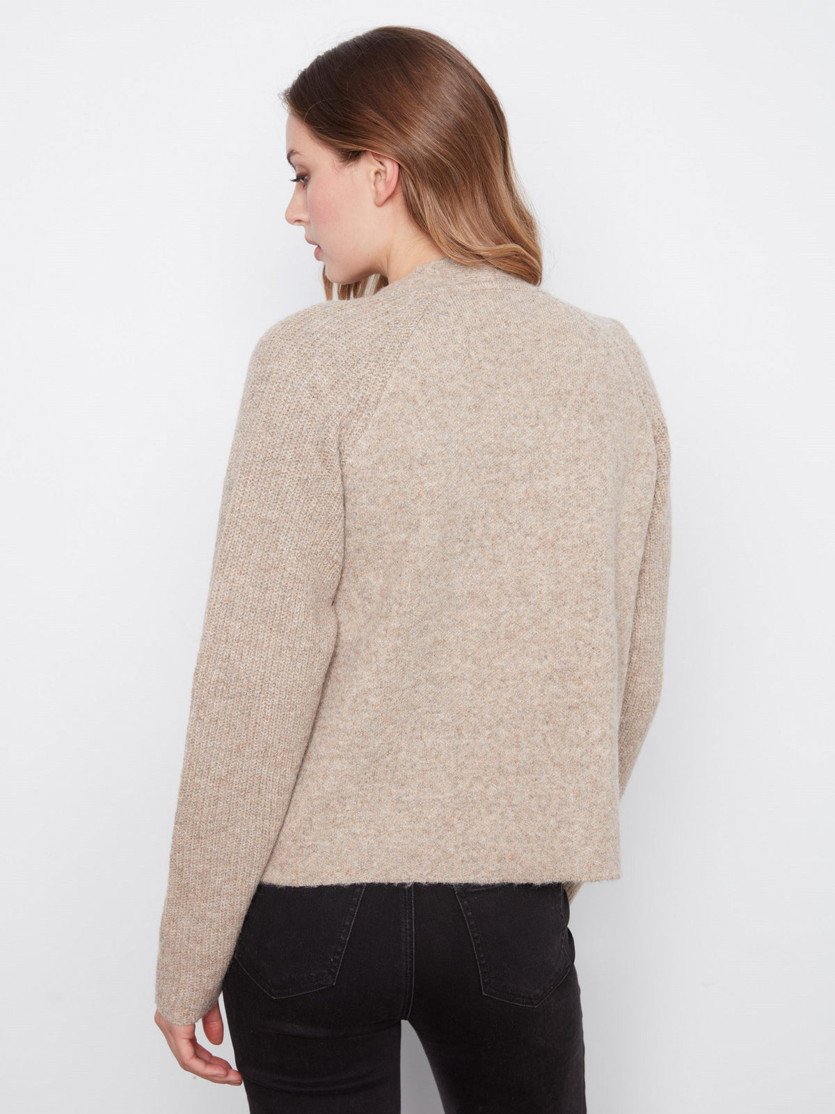 Patch Pocket Cardigan - Heather Light Brown