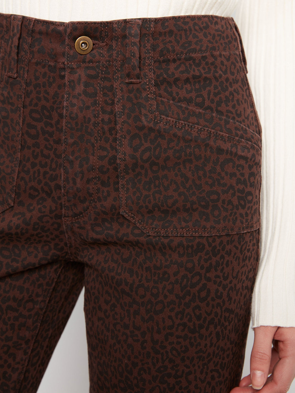 Printed Cropped Wide Leg Stretch Twill Pants - Leopard