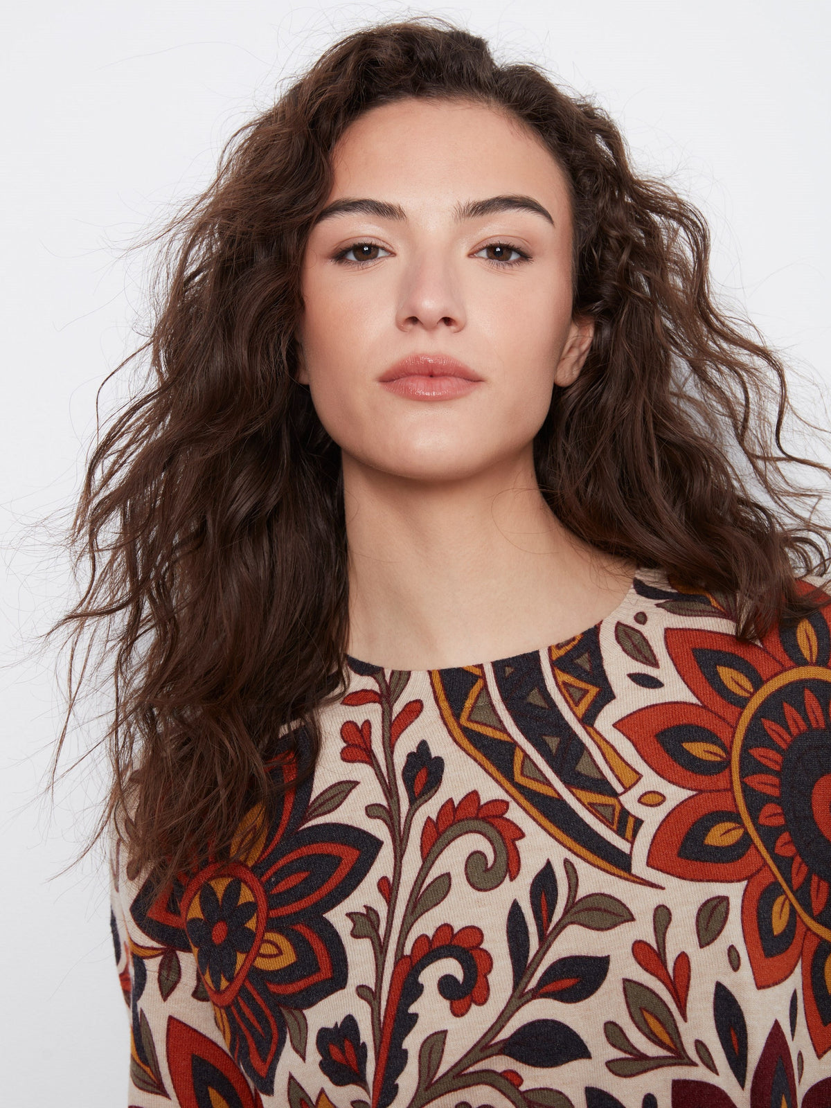 Printed Sweater With Side Buttons - Rio
