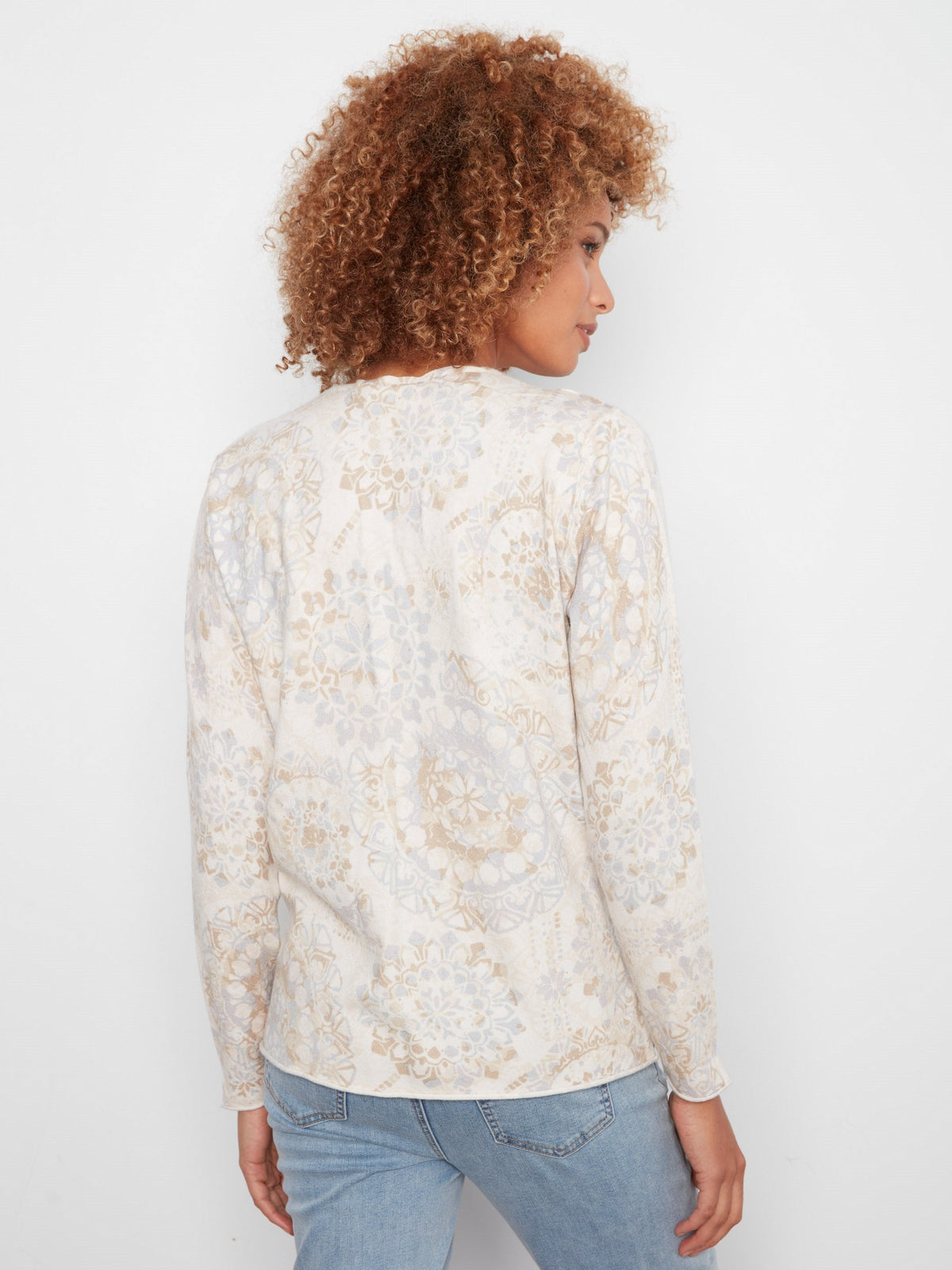 Printed V-Neck Sweater - Timeless