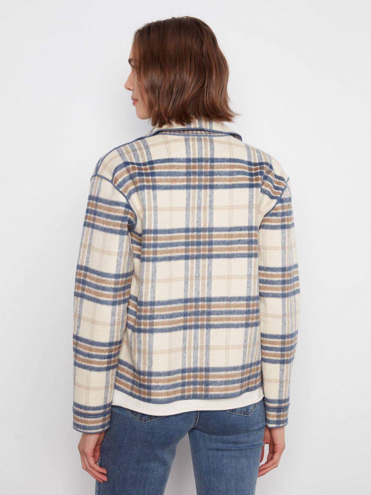 Reversible Plaid Jacket - Ecru