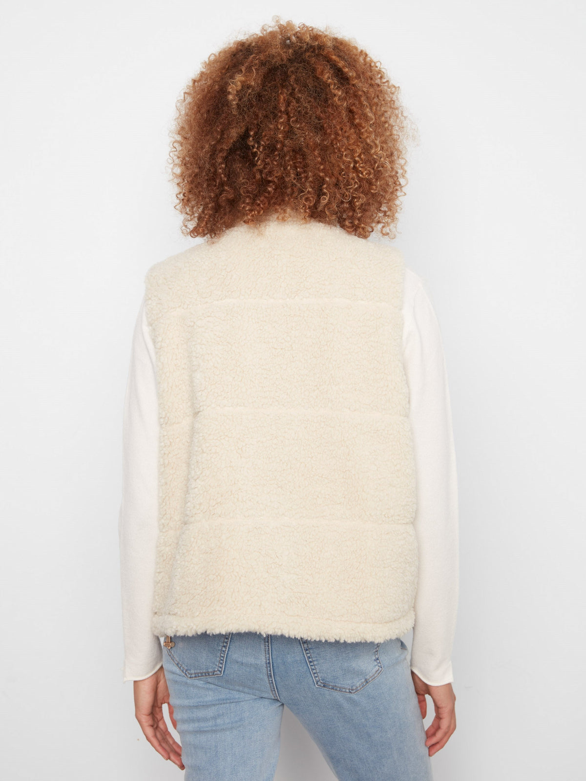 Reversible Plaid Quilted Sherpa Vest - Merlot