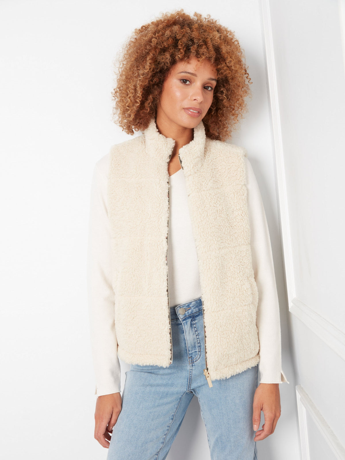 Reversible Plaid Quilted Sherpa Vest - Merlot