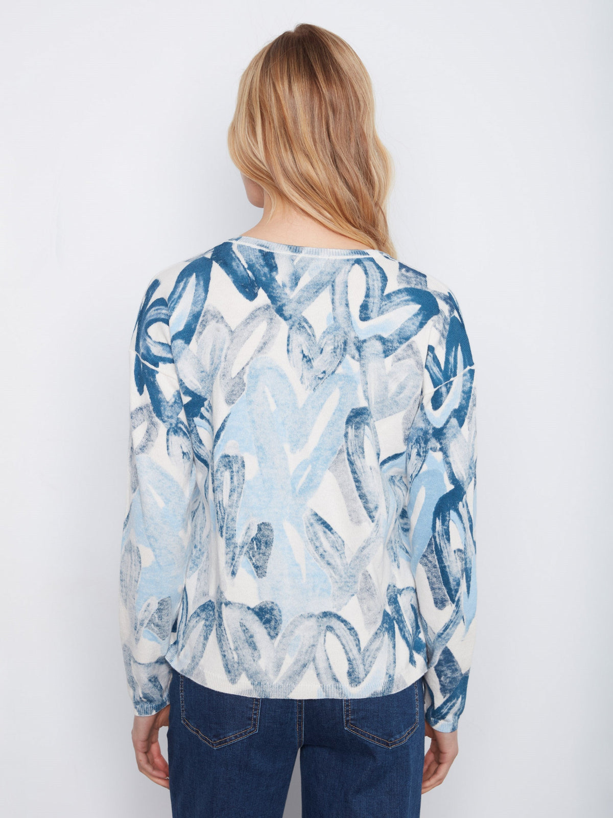 Reversible Heart V-Neck Sweater - Splatter