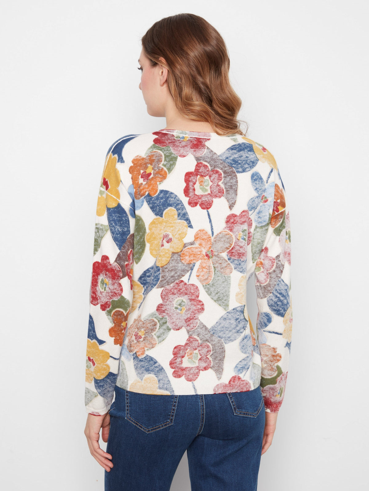 Reversible Floral V-Neck Sweater - Jazzy
