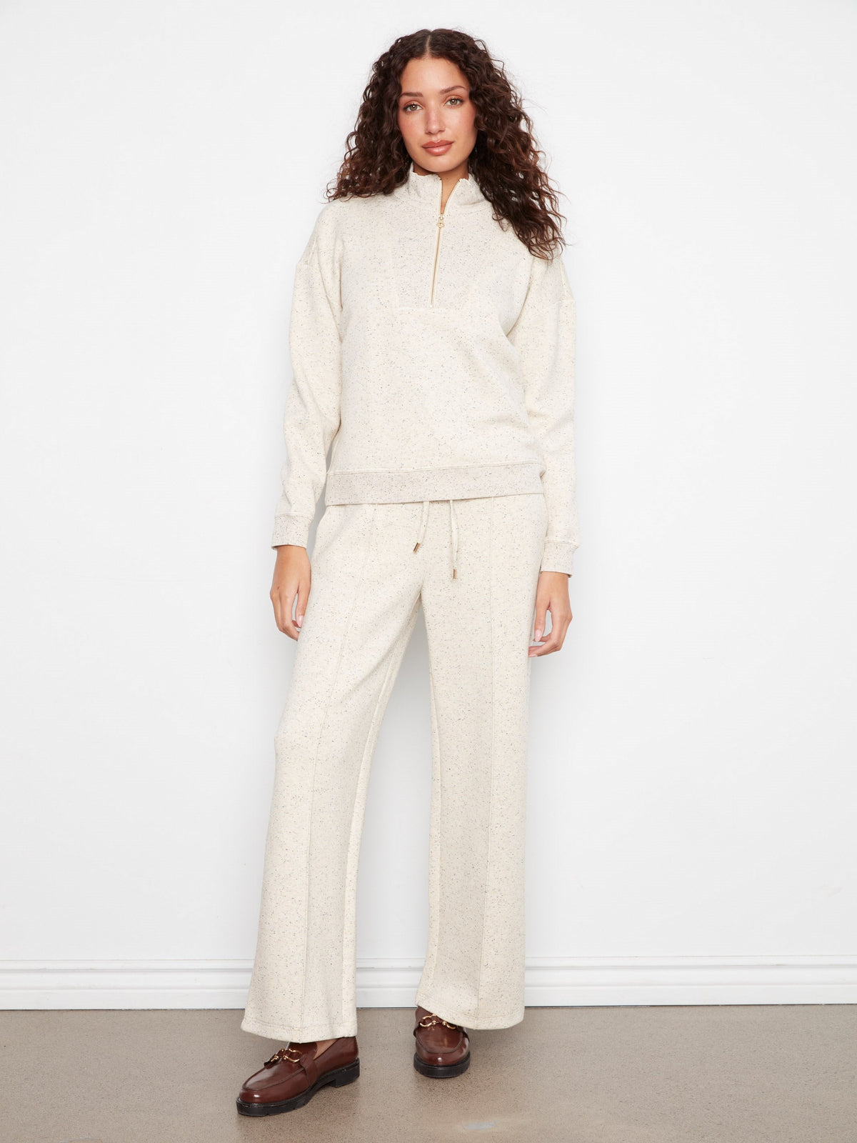 Soft Scuba Half-Zip Sweatshirt - Cookie & Cream