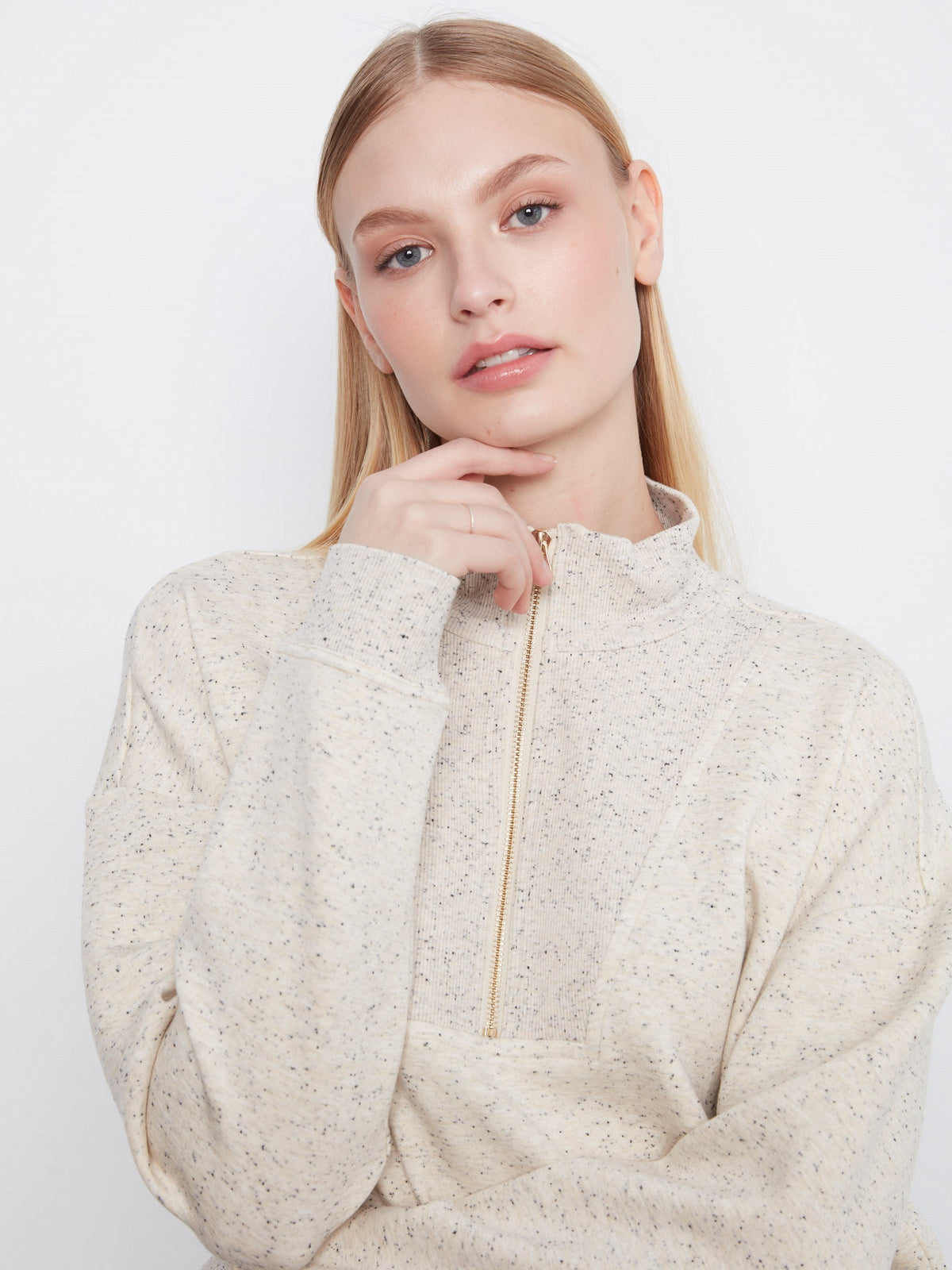 Soft Scuba Half-Zip Sweatshirt - Cookie & Cream