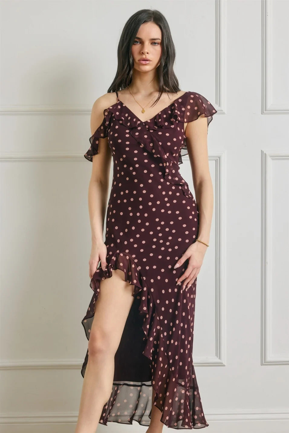 SOFT SPRINKLE ASYMMETRICAL MAXI DRESS