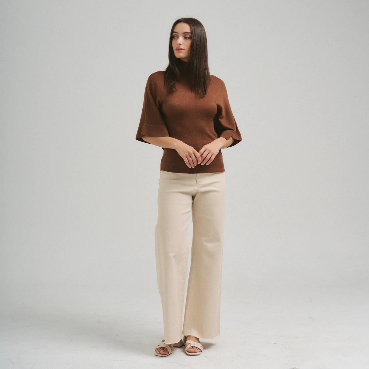 TURTLENECK HALF SLEEVE SWEATER