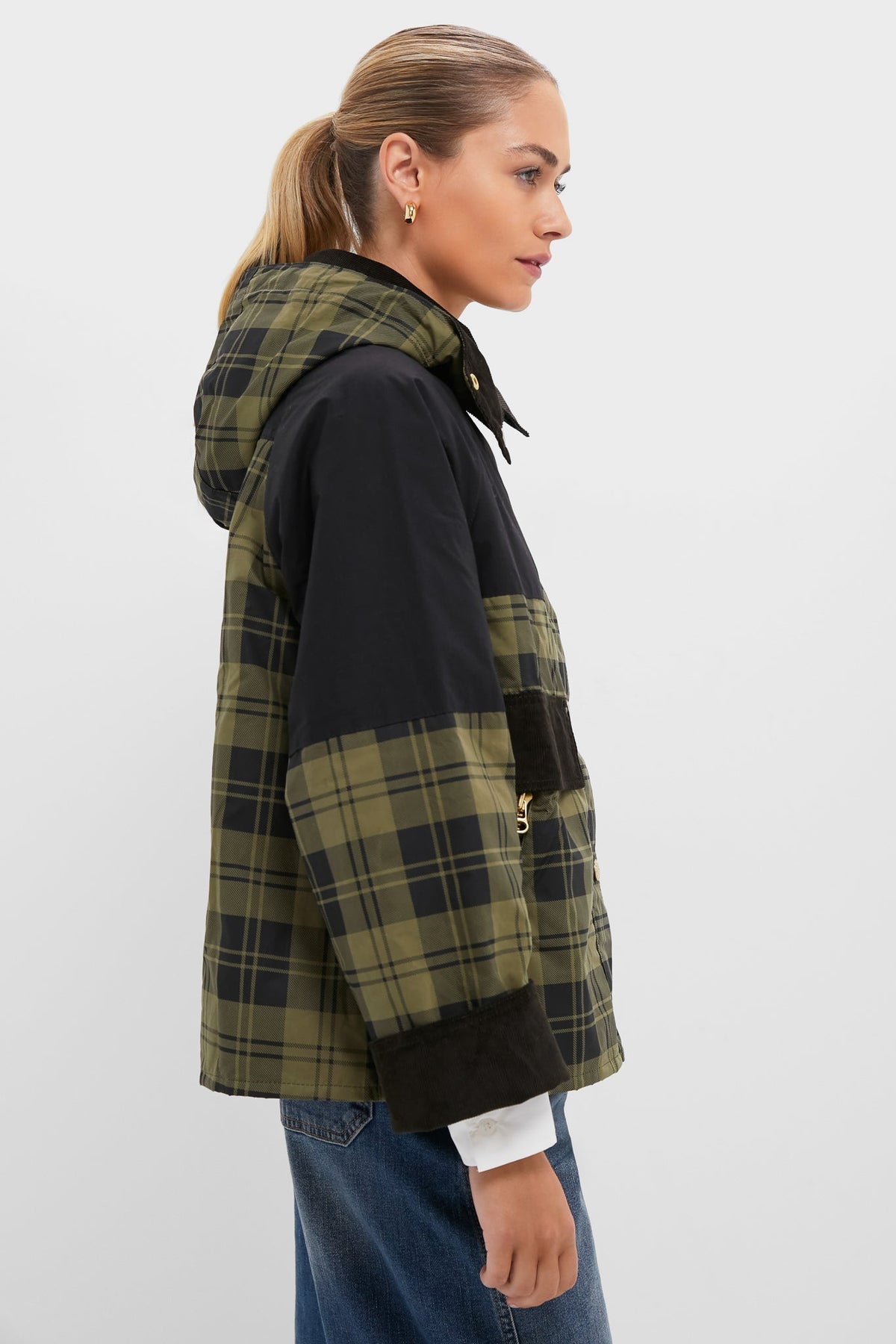 Olive and Black Check Elaine Showerproof Jacket