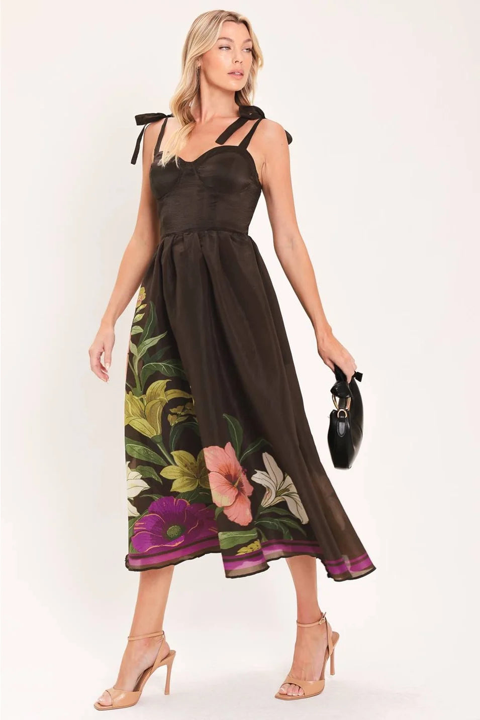 PRINTED WOVEN MIDI DRESS