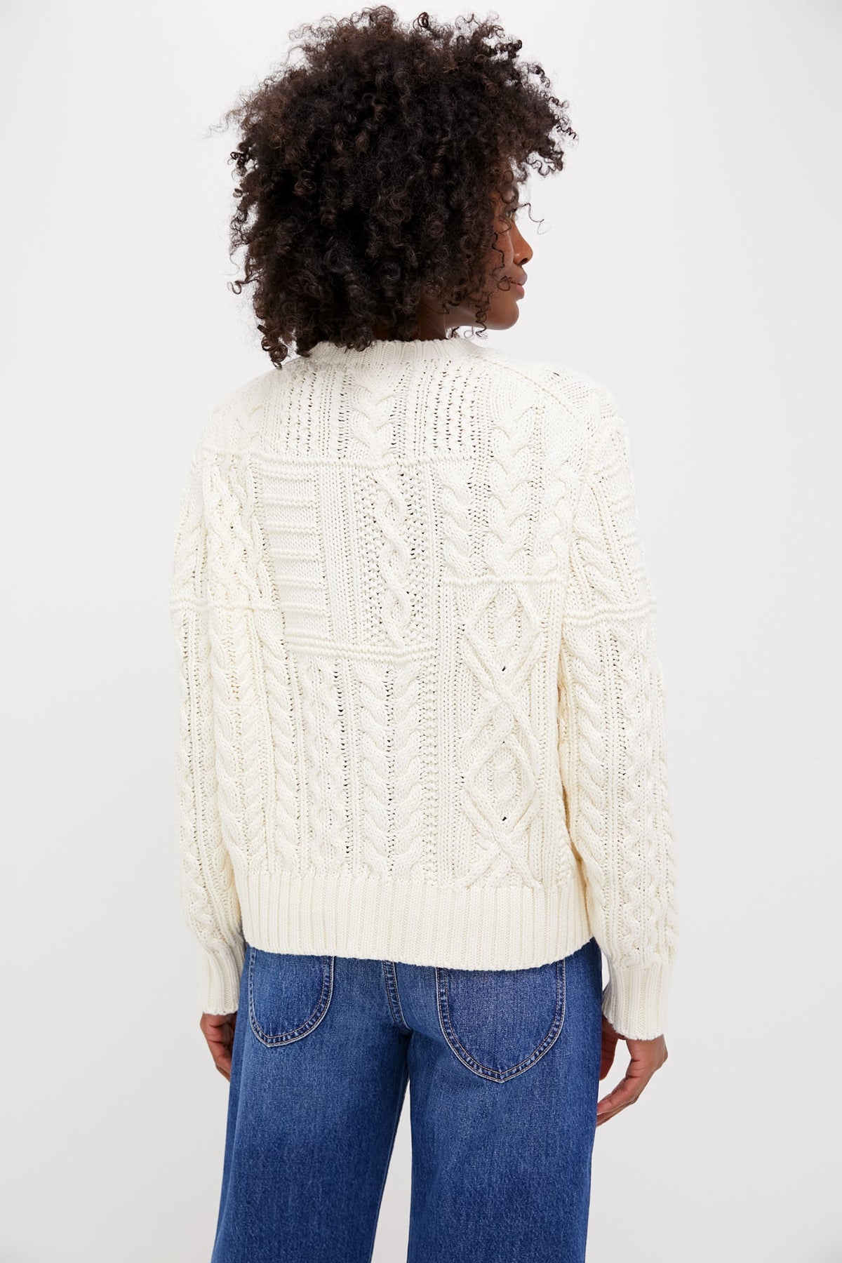 Cream American Flag Long Sleeve Pullover