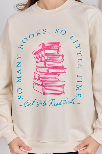 Cool Girls Read Books Cream Graphic Sweatshirt