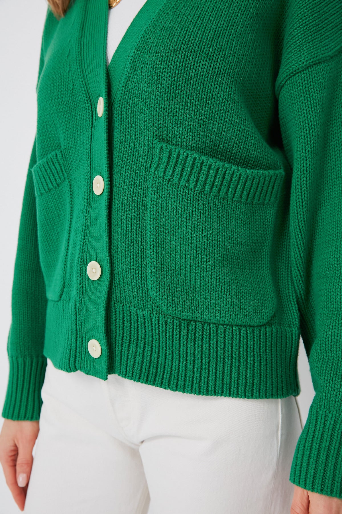 Verdant Green Cotton Emma Cardigan