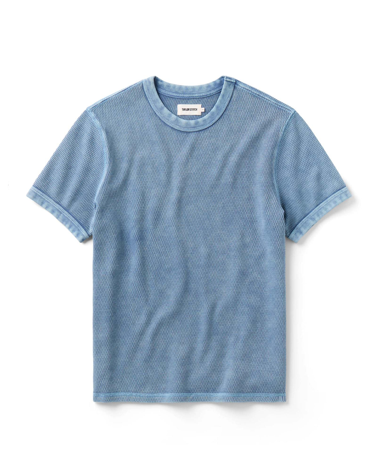 The Organic Cotton Short Sleeve Crew in Washed Blue Waffle