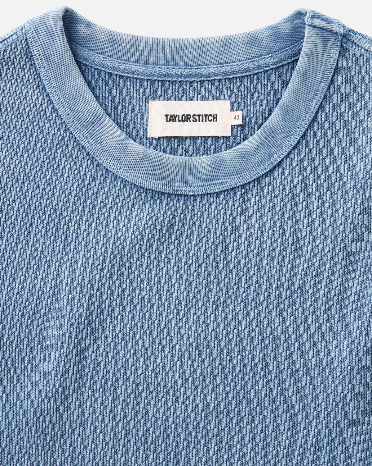 The Organic Cotton Short Sleeve Crew in Washed Blue Waffle