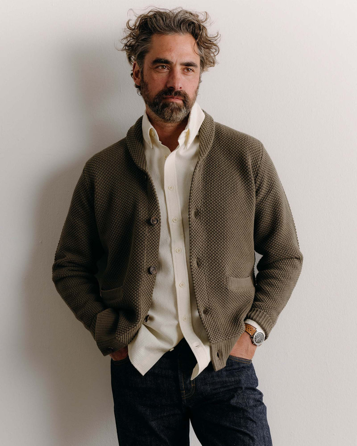 The Crawford Sweater in Fatigue Olive