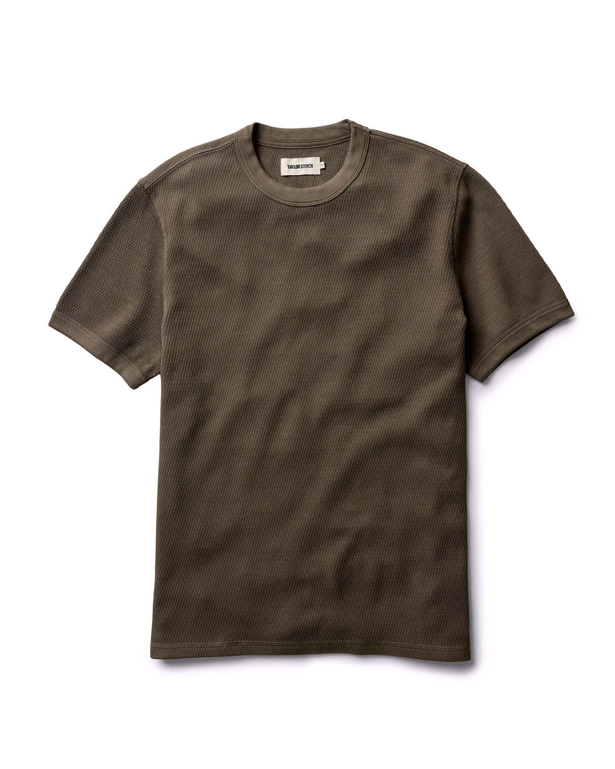 The Organic Cotton Short Sleeve Crew in Fatigue Olive Waffle
