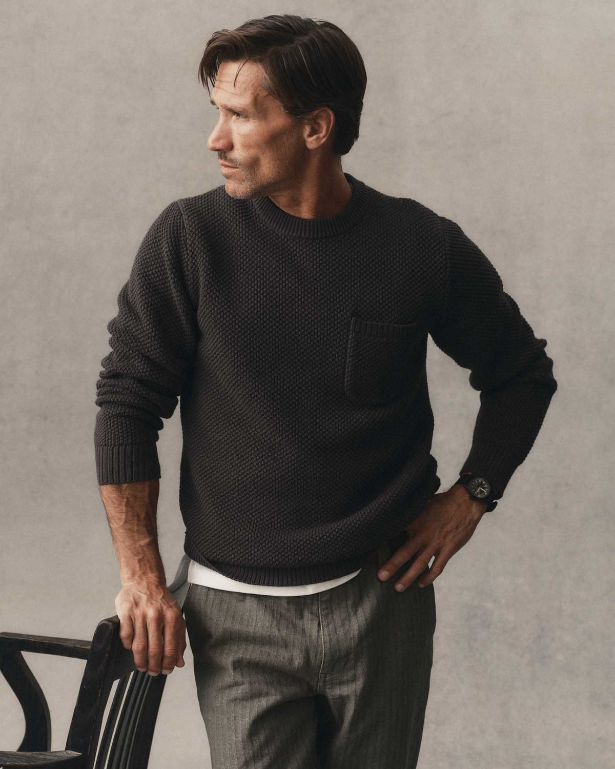 The Crawford Crew Sweater in Charcoal