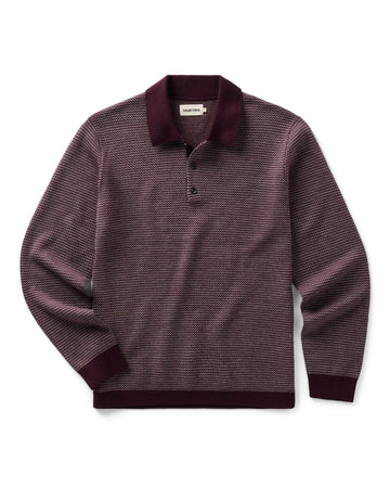 The Newton Sweater Polo in Burgundy Birdseye Merino