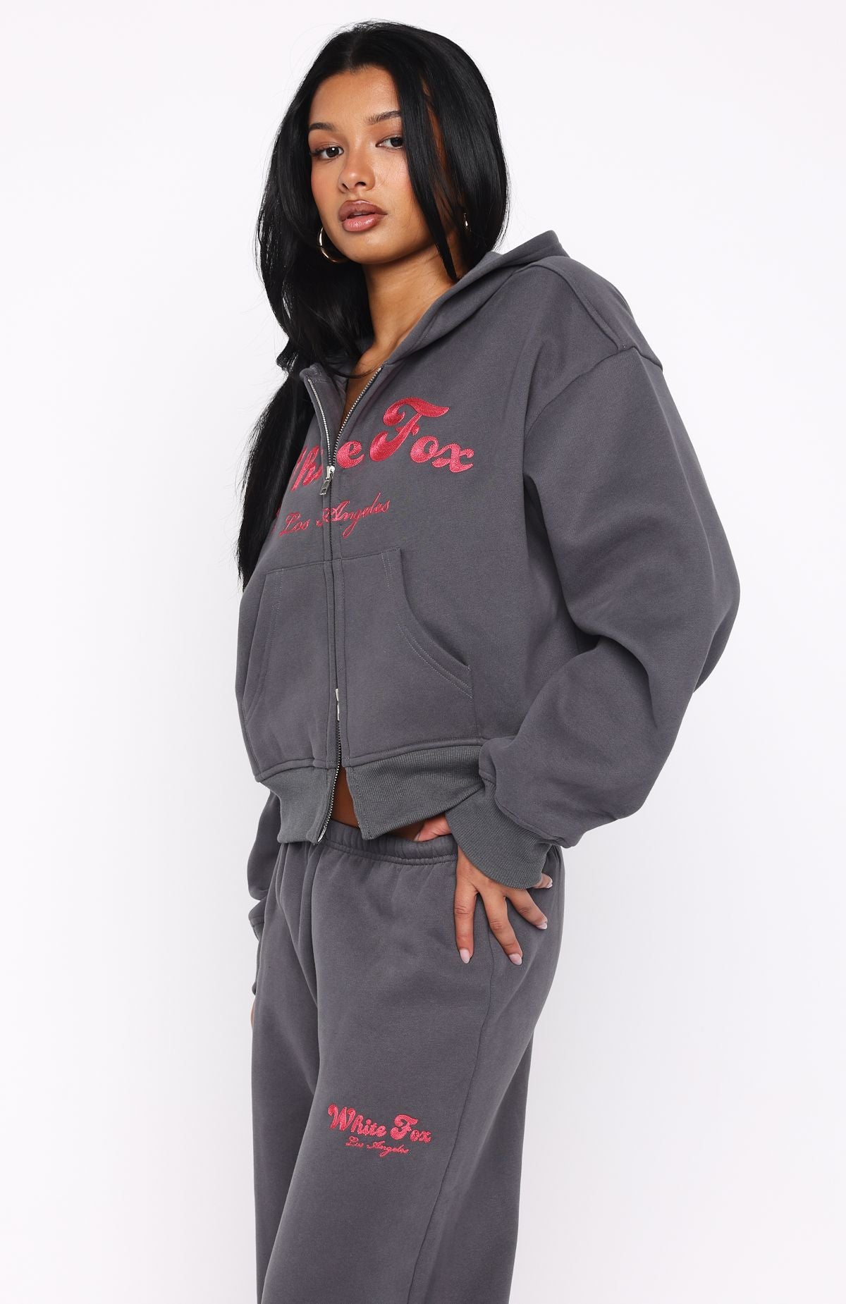 Through Thick And Thin Boxy Zip Front Hoodie Volcanic