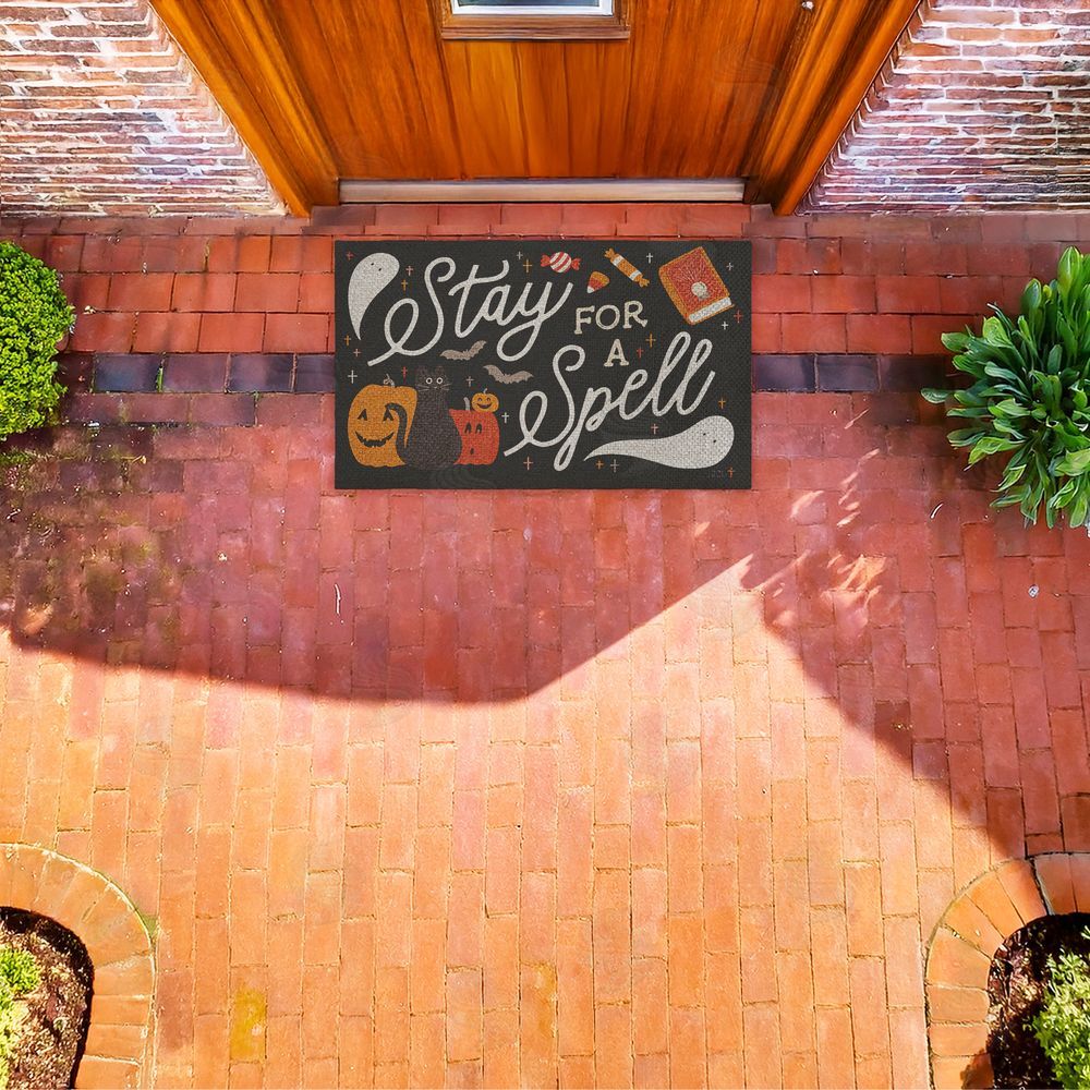 Laura Marshall | Stay for a Spell Halloween Faux Sisal Door Mat