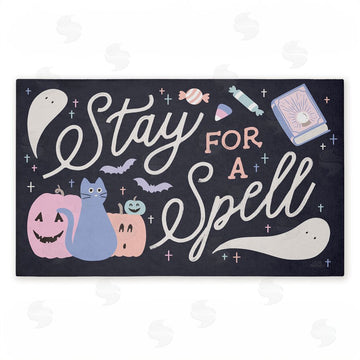 Laura Marshall | Stay for Spell Pastel 
Halloween Welcome Non-Woven Door Mat
