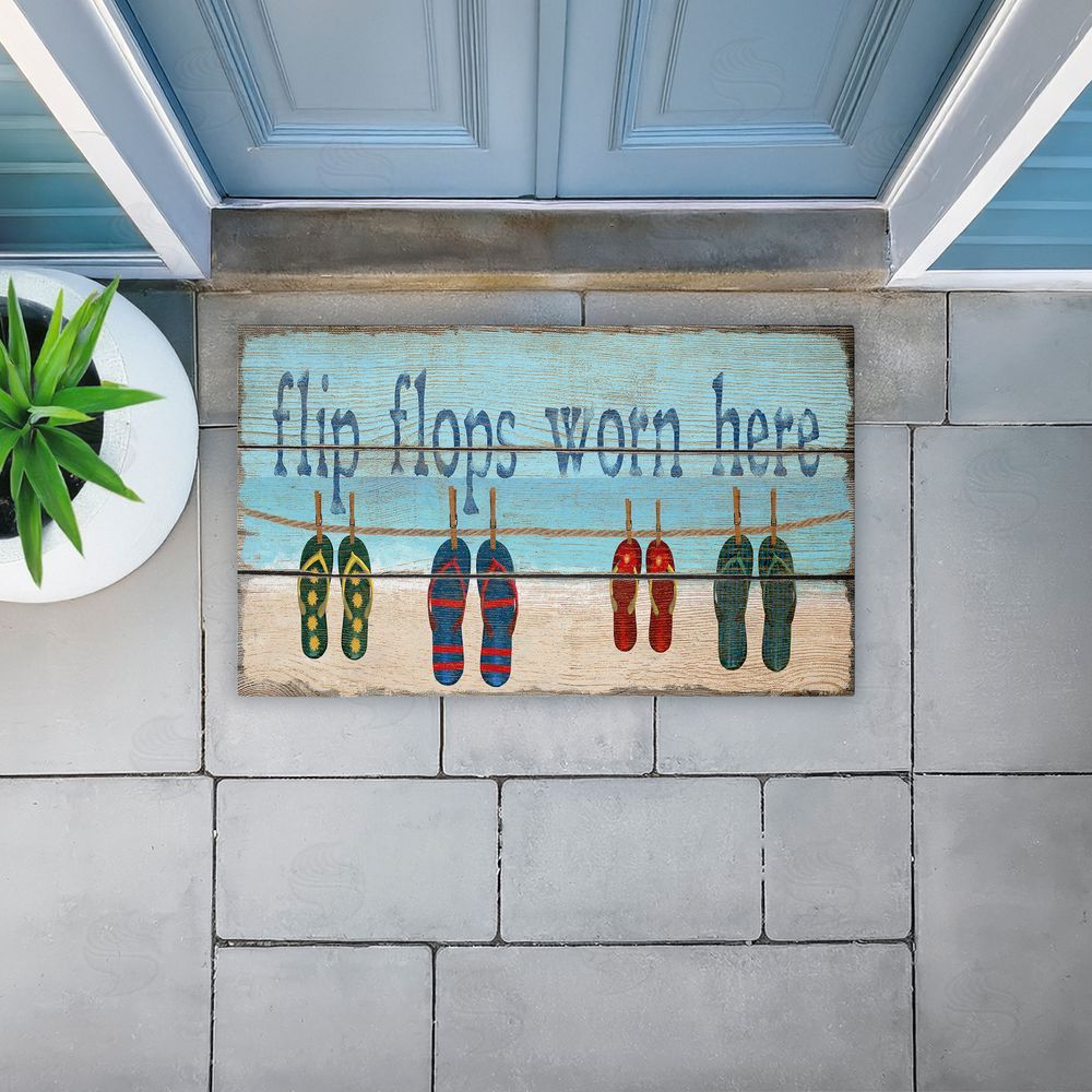 Gail Fraser | Flip Flops Worn Here Beach Greeting Non-Woven Door Mat
