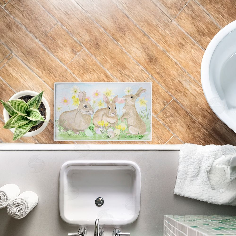 Lee Ann Sanders | Easter Bunnies in Grass Plush Bath Mat