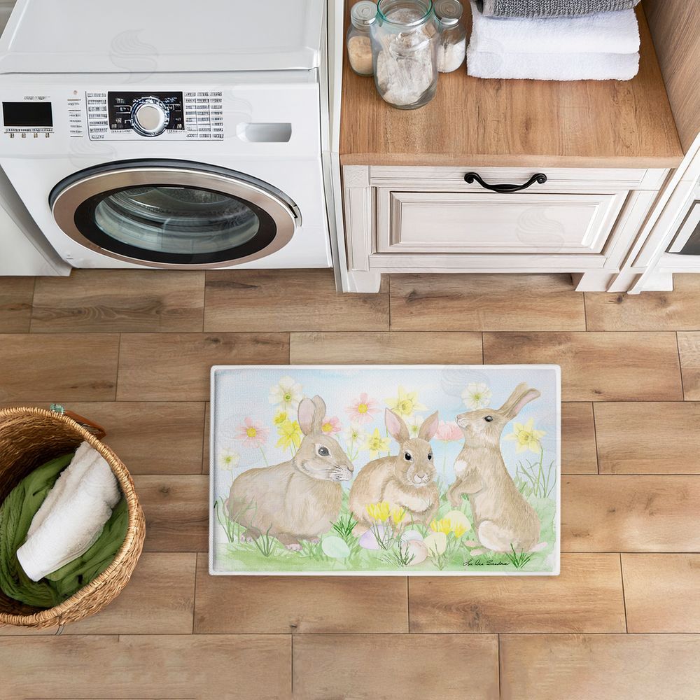 Lee Ann Sanders | Easter Bunnies in Grass Plush Bath Mat