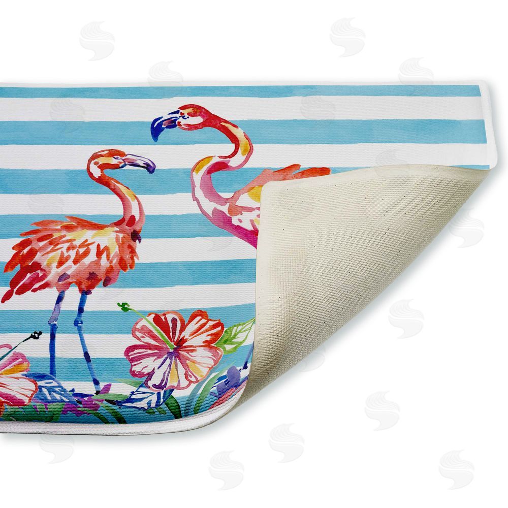 Paul Brent | Brushstroke Flamingo Stripes Plush Bath Mat