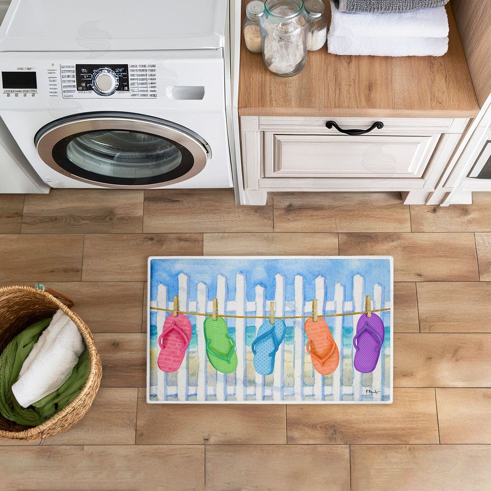 Paul Brent | Flip Flop Summer Clothesline Plush Bath Mat