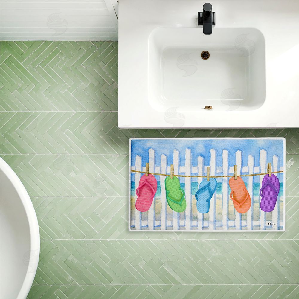Paul Brent | Flip Flop Summer Clothesline Plush Bath Mat
