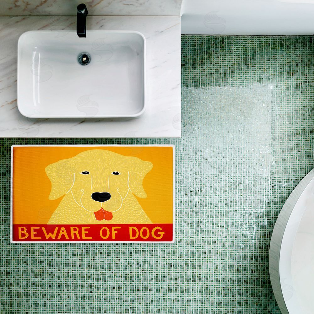 Stephen Huneck | Beware Of Dog Greeting Plush Bath Mat