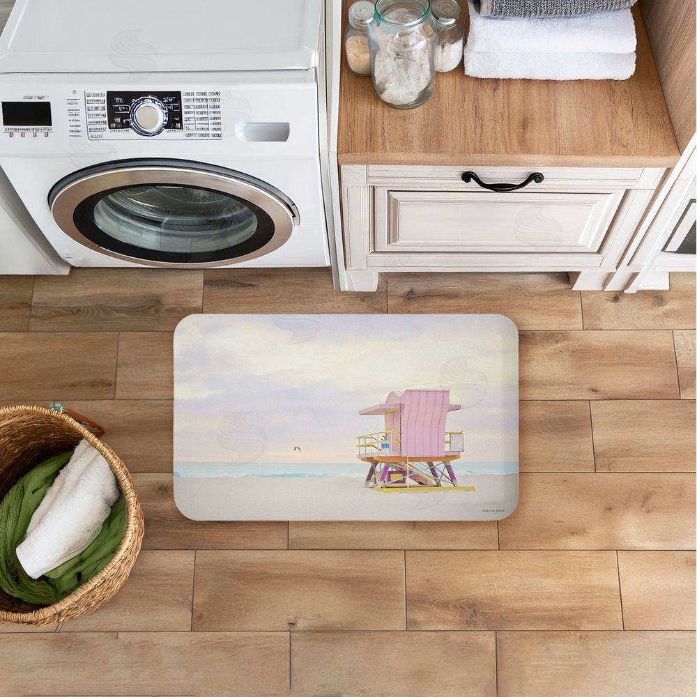 Seven Trees Design | Pink Serene Beach Hut Anti-Fatigue Mat