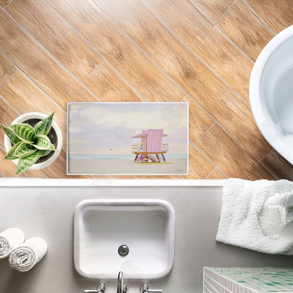 Seven Trees Design | Pink Serene Beach Hut Plush Bath Mat