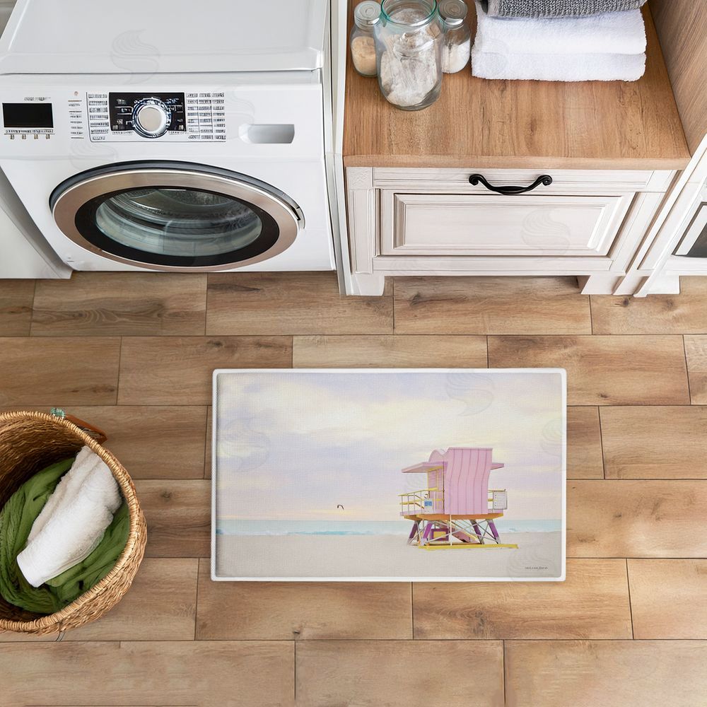 Seven Trees Design | Pink Serene Beach Hut Plush Bath Mat