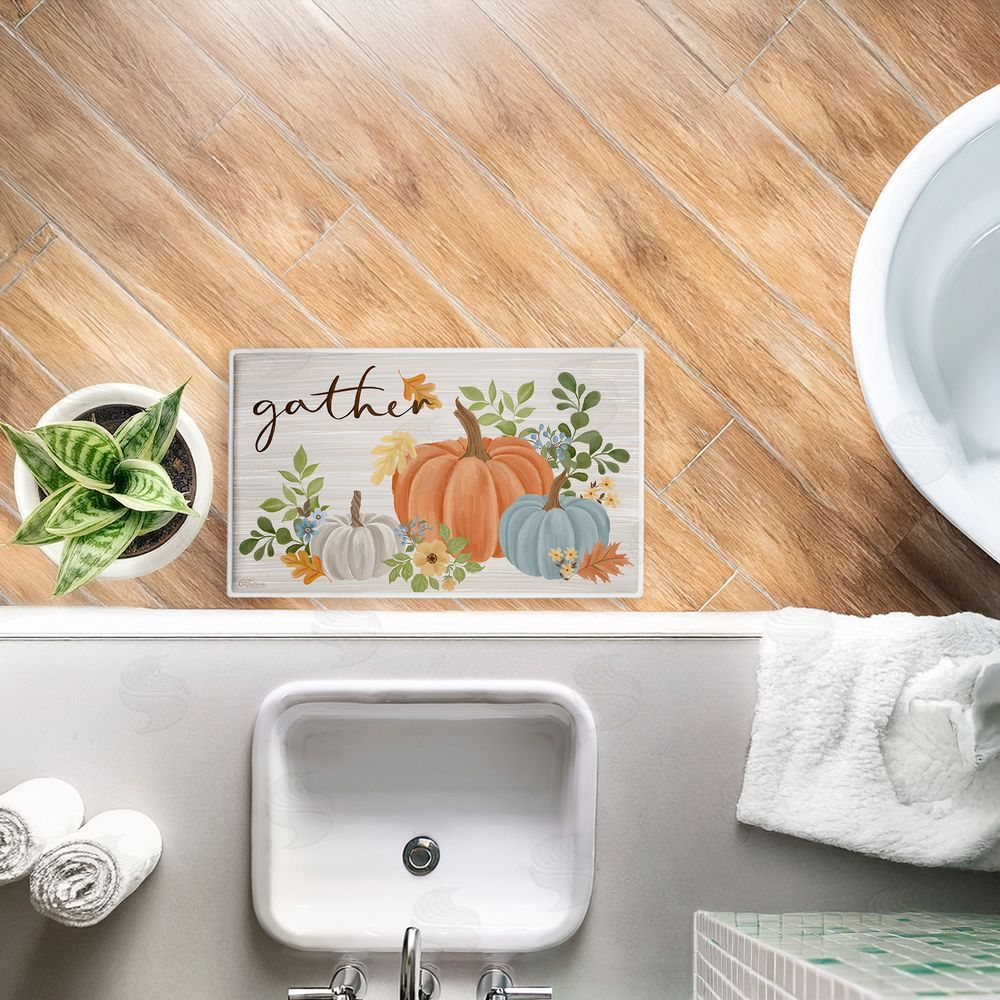 Cat Thurman Designs | Gather Welcome Autumn Pumpkins Plush Bath Mat