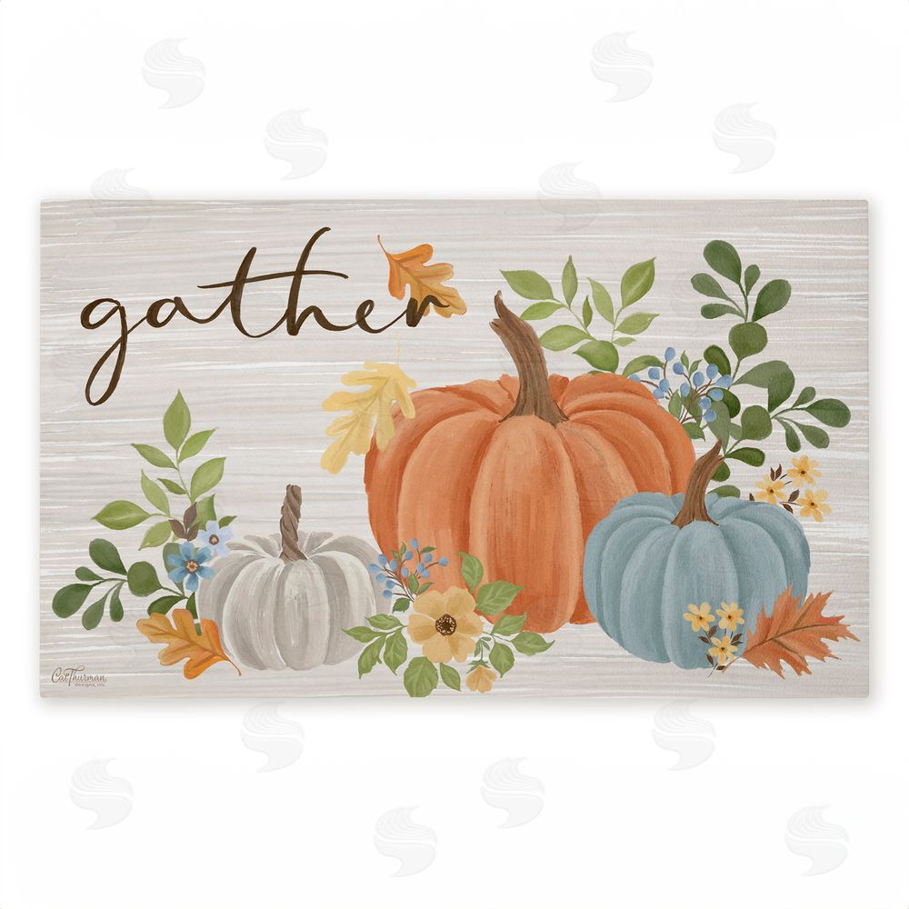 Cat Thurman Designs | Gather Welcome Autumn Pumpkins Non-Woven Door Mat