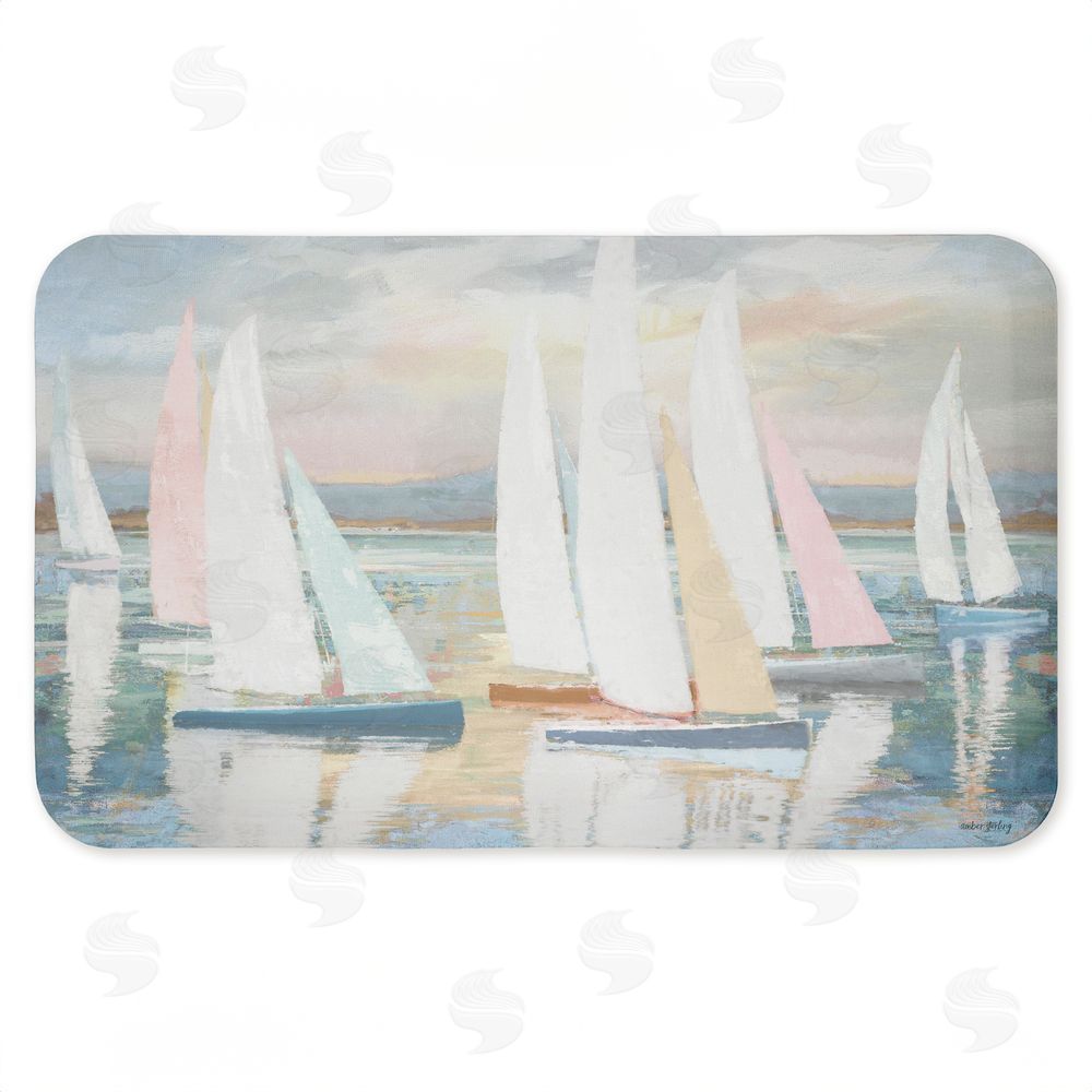 Amber Sterling | Pastel Calm Sailboats Anti-Fatigue Mat