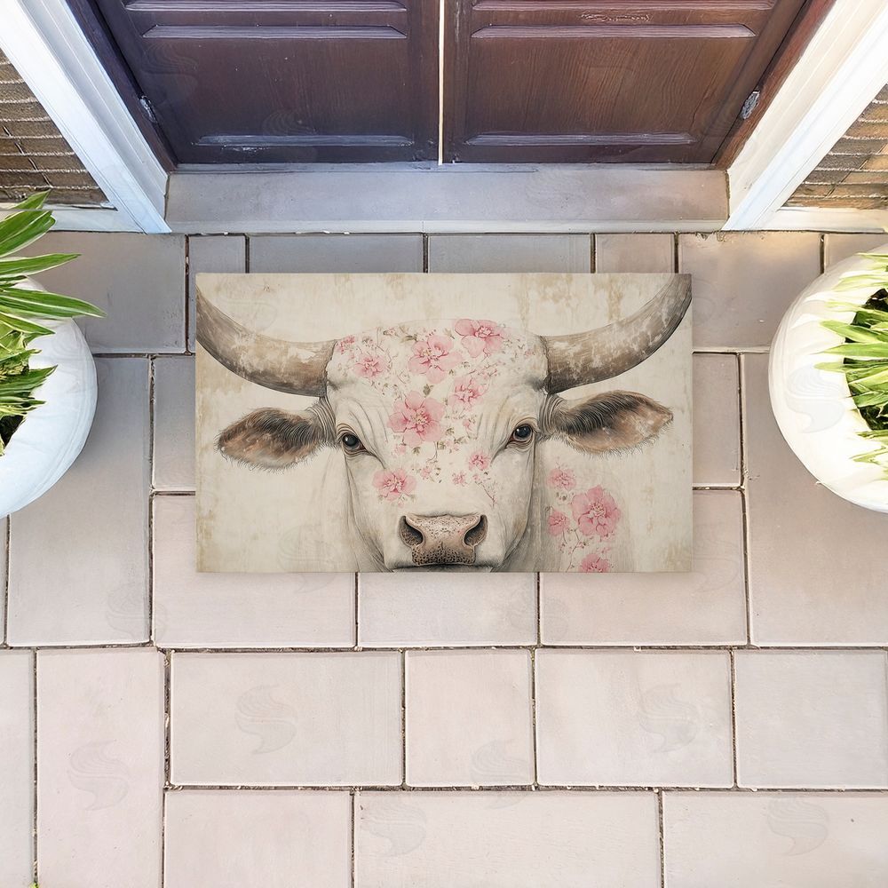 Heidi Kuntz | Floral Kissed Cow Non-Woven Door Mat