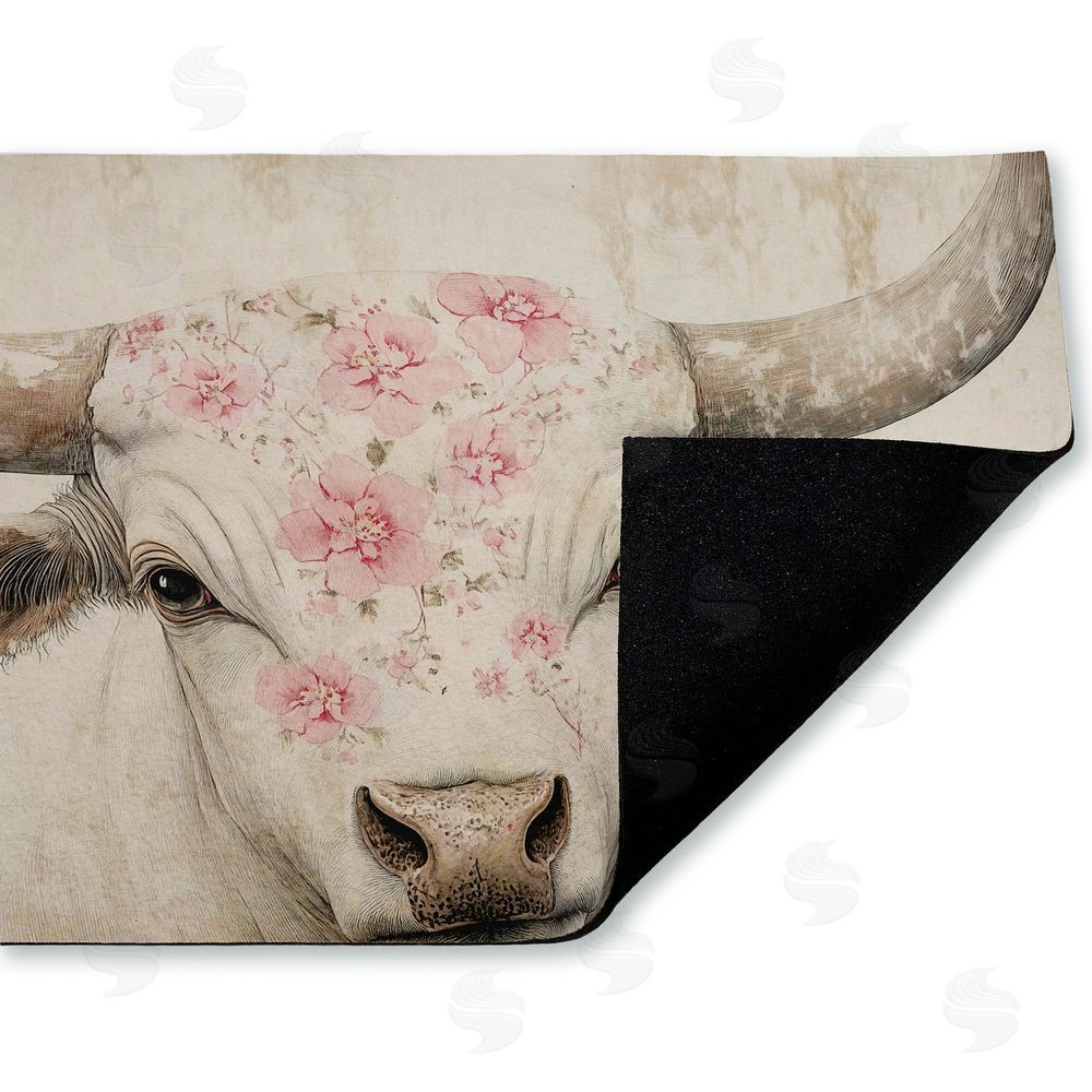 Heidi Kuntz | Floral Kissed Cow Non-Woven Door Mat