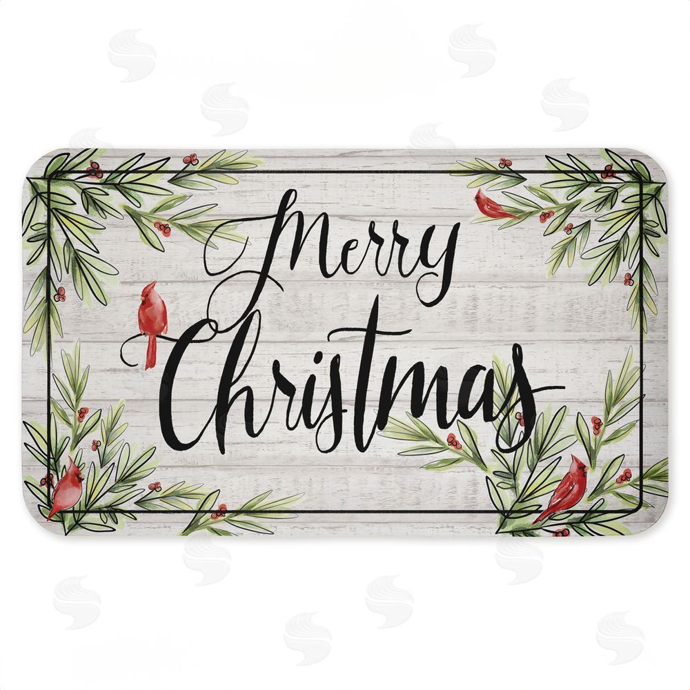 Dogwood Portfolio | Rustic Merry Christmas Cardinals Anti-Fatigue Mat