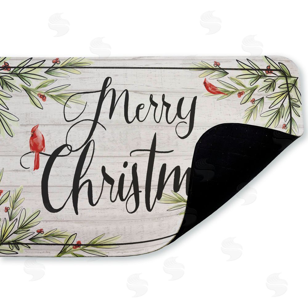 Dogwood Portfolio | Rustic Merry Christmas Cardinals Anti-Fatigue Mat