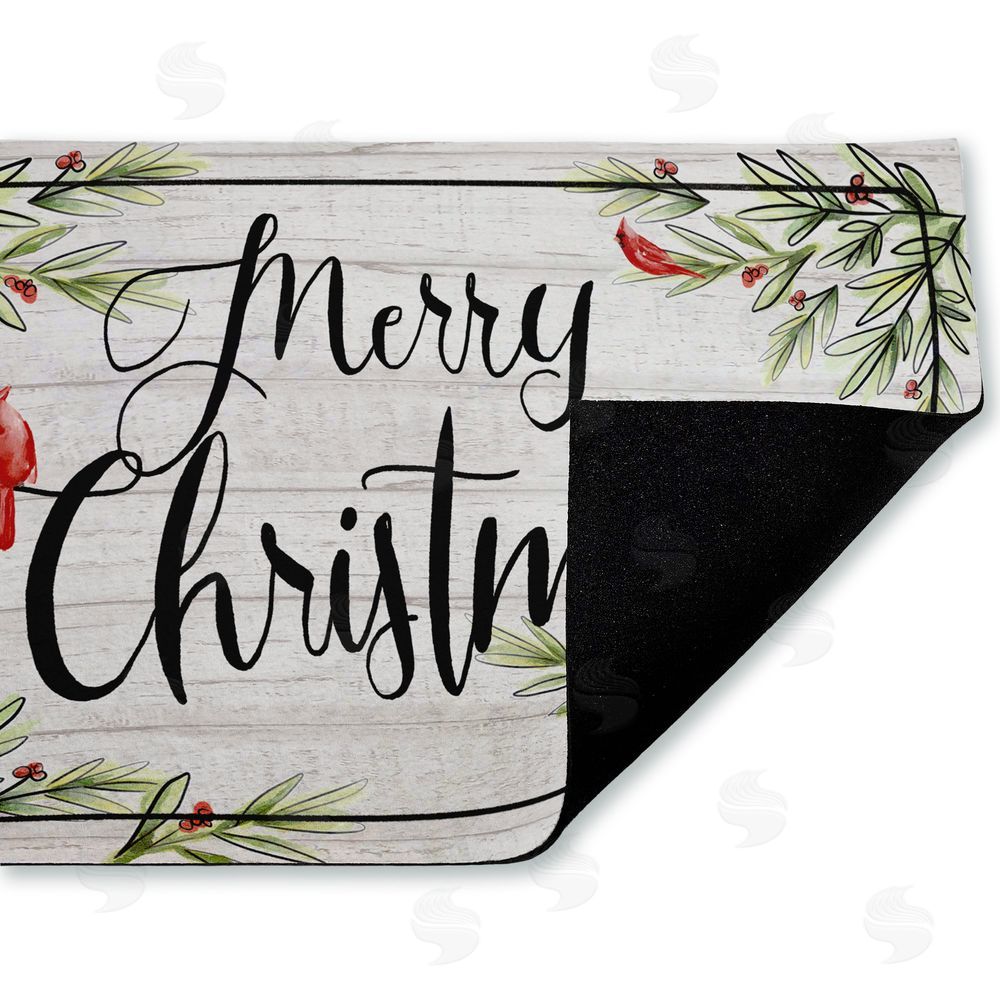 Dogwood Portfolio | Rustic Merry Christmas Cardinals Non-Woven Door Mat