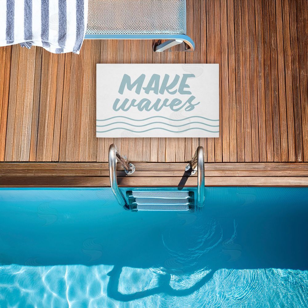 Lettered and Lined | Make Waves Aqua Blue Non-Woven Door Mat